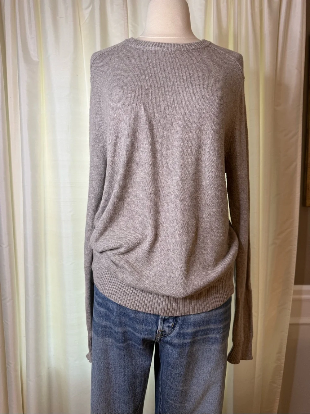 J.Crew Merino Wool Blend Men's Crewneck Sweater in Light Taupe-M